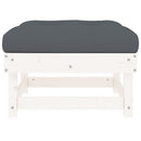 vidaXL 2 db fehér tömör fenyőfa kerti lábzsámoly párnával