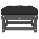 vidaXL 2 db szürke tömör fenyőfa kerti lábzsámoly párnával