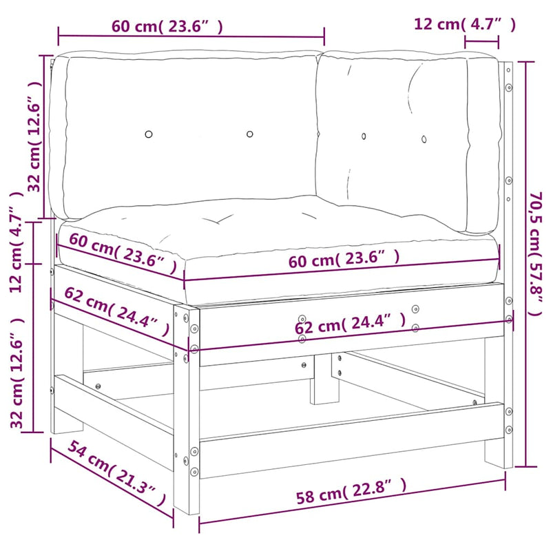 vidaXL tömör duglászfenyő sarokkanapé párnákkal
