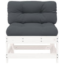 vidaXL fehér tömör fenyőfa középső kanapé párnákkal