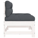 vidaXL fehér tömör fenyőfa középső kanapé párnákkal