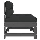 vidaXL szürke tömör fenyőfa középső kanapé párnákkal