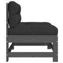 vidaXL szürke tömör fenyőfa középső kanapé párnákkal