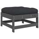 vidaXL szürke tömör fenyőfa kerti lábzsámoly párnával