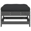 vidaXL szürke tömör fenyőfa kerti lábzsámoly párnával