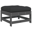 vidaXL szürke tömör fenyőfa kerti lábzsámoly párnával