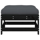 vidaXL fekete tömör fenyőfa kerti lábzsámoly párnával