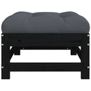 vidaXL fekete tömör fenyőfa kerti lábzsámoly párnával