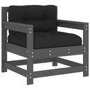 vidaXL 2 db szürke tömör fenyőfa kerti szék párnákkal