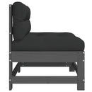 vidaXL 2 db szürke tömör fenyőfa középső kanapé párnákkal