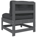 vidaXL 2 db szürke tömör fenyőfa középső kanapé párnákkal