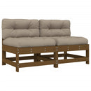vidaXL 2 db mézbarna tömör fenyőfa középső kanapé párnákkal