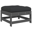 vidaXL 2 db szürke tömör fenyőfa kerti lábzsámoly párnával