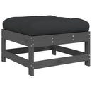 vidaXL 2 db szürke tömör fenyőfa kerti lábzsámoly párnával