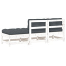 vidaXL 3 részes fehér tömör fa kerti társalgószett párnákkal