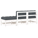 vidaXL 3 részes fehér tömör fa kerti társalgószett párnákkal