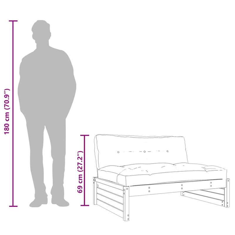 vidaXL szürke tömör fenyőfa középső kanapé 120 x 80 cm