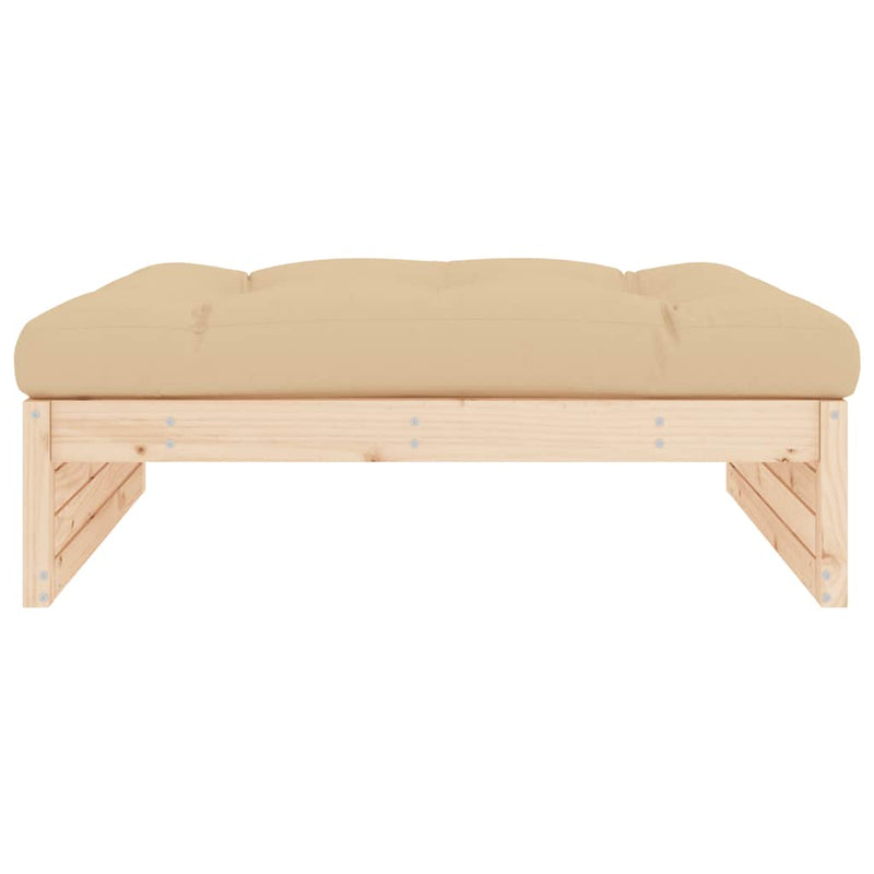 vidaXL tömör fenyőfa kerti lábzsámoly párnával 120x80 cm