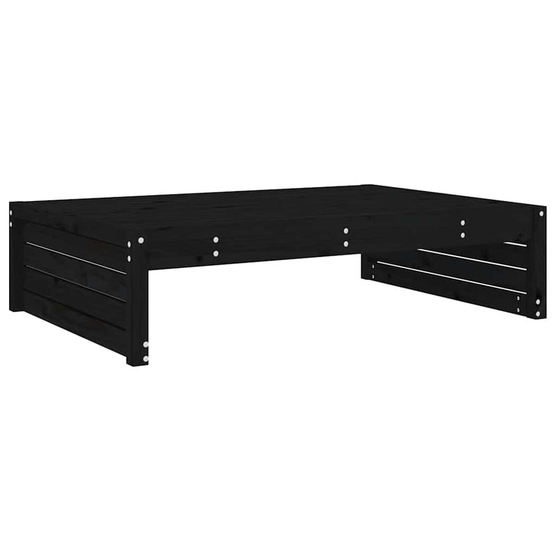 vidaXL fekete tömör fenyőfa kerti lábzsámoly párnával 120x80 cm