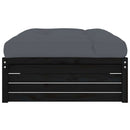 vidaXL fekete tömör fenyőfa kerti lábzsámoly párnával 120x80 cm