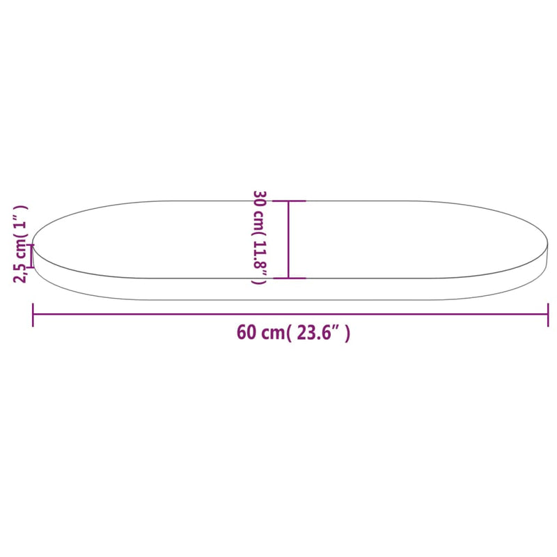 vidaXL tömör fenyőfa asztallap 60 x 30 x 2,5 cm ovális