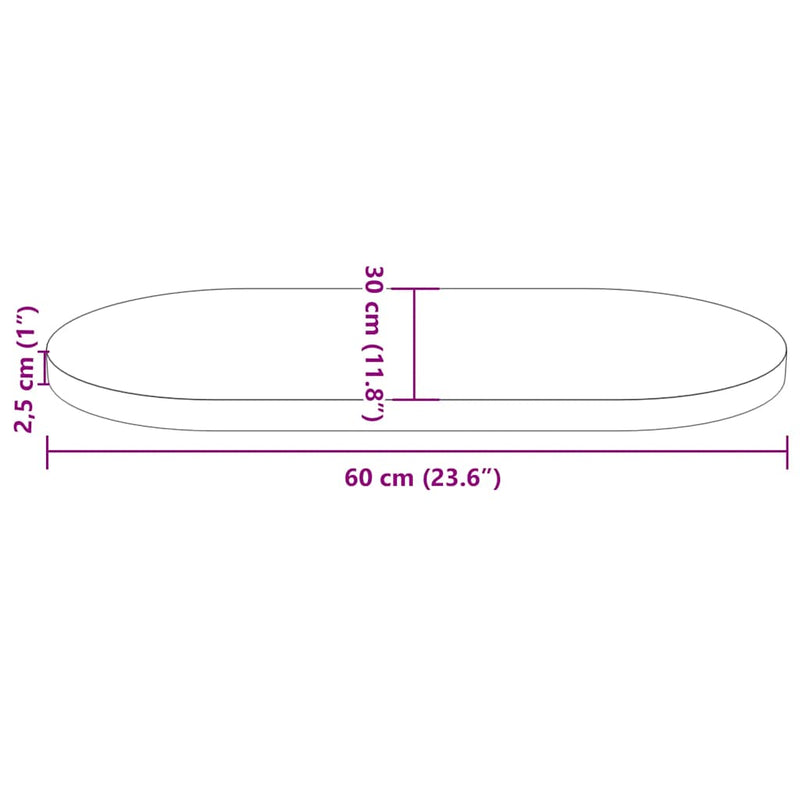 vidaXL tömör fenyőfa asztallap 60 x 30 x 2,5 cm ovális