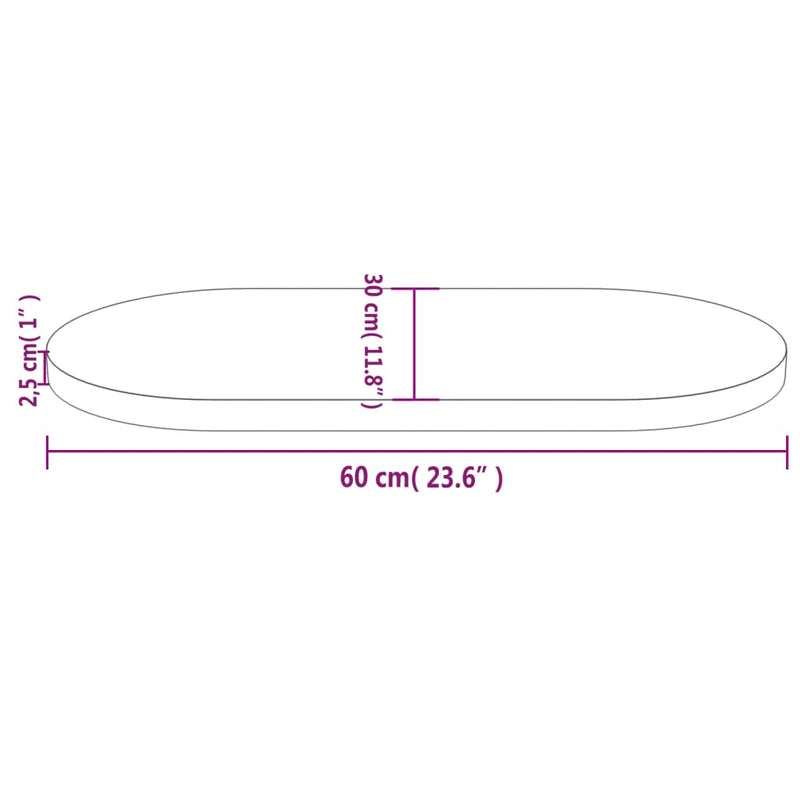 vidaXL fehér tömör fenyőfa ovális asztallap 60 x 30 x 2,5 cm