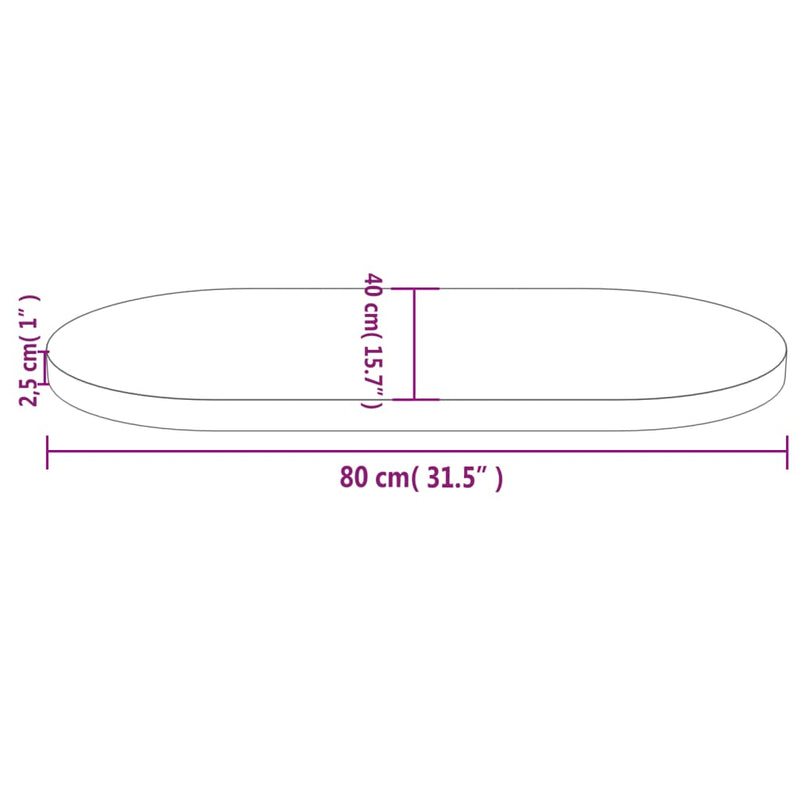 vidaXL fehér tömör fenyőfa ovális asztallap 80x40x2,5 cm