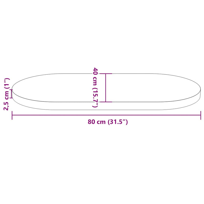 vidaXL fehér tömör fenyőfa ovális asztallap 80x40x2,5 cm