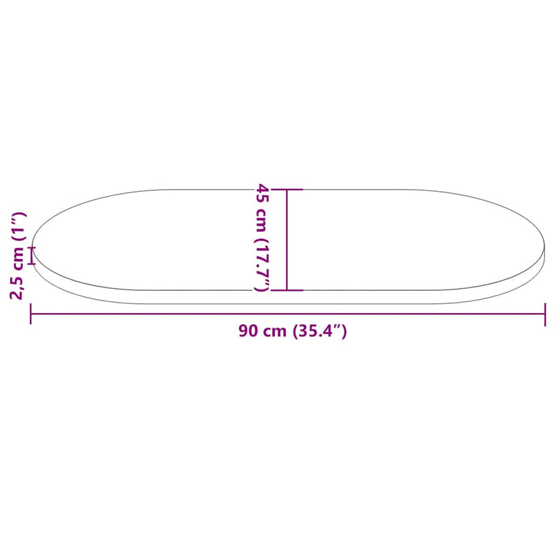 vidaXL tömör fenyőfa asztallap 90 x 45 x 2,5 cm ovális