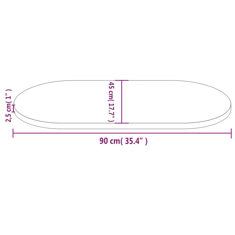 vidaXL fehér tömör fenyőfa ovális asztallap 90x45x2,5 cm