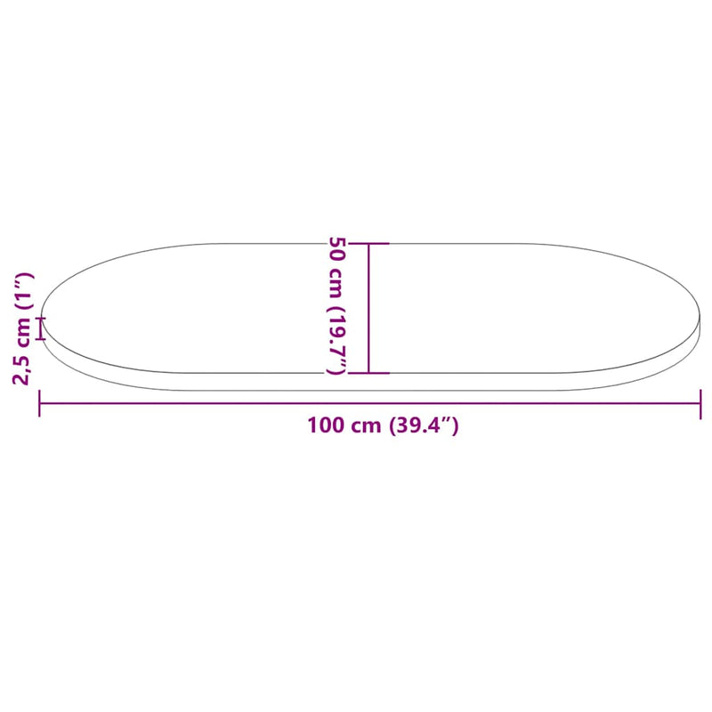 vidaXL tömör fenyőfa asztallap 100 x 50 x 2,5 cm ovális