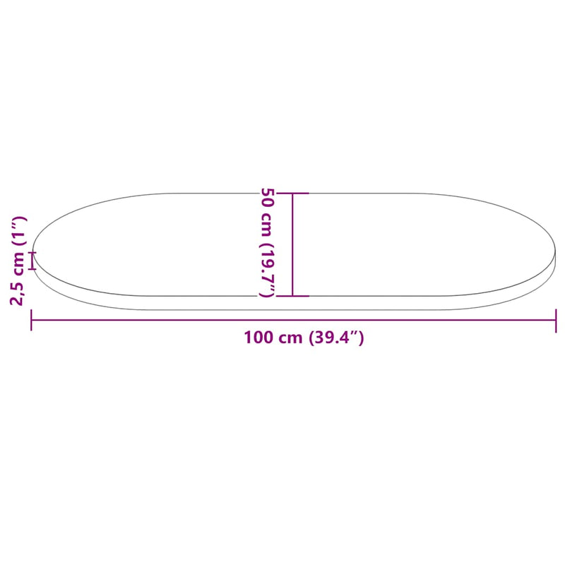 vidaXL fehér tömör fenyőfa ovális asztallap 100x50x2,5 cm