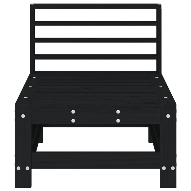 vidaXL fekete tömör fenyőfa kerti középső kanapé