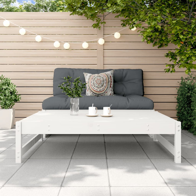 vidaXL fehér tömör fenyőfa kerti lábzsámoly párnával 120x80 cm