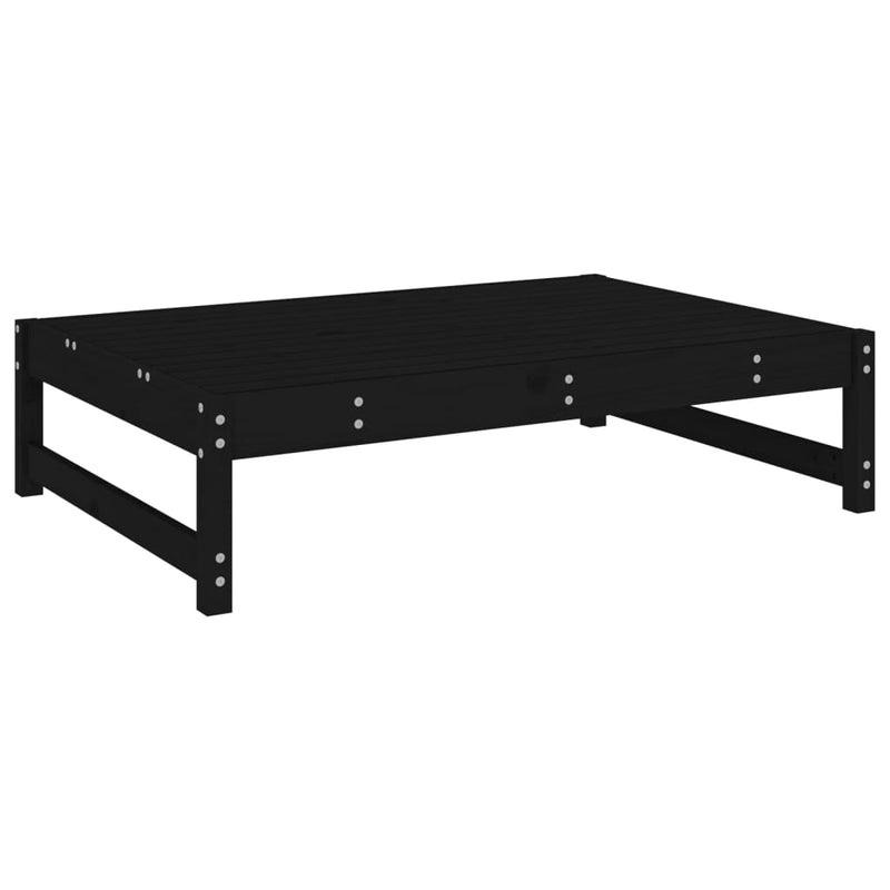 vidaXL fekete tömör fenyőfa kerti lábzsámoly párnával 120x80 cm