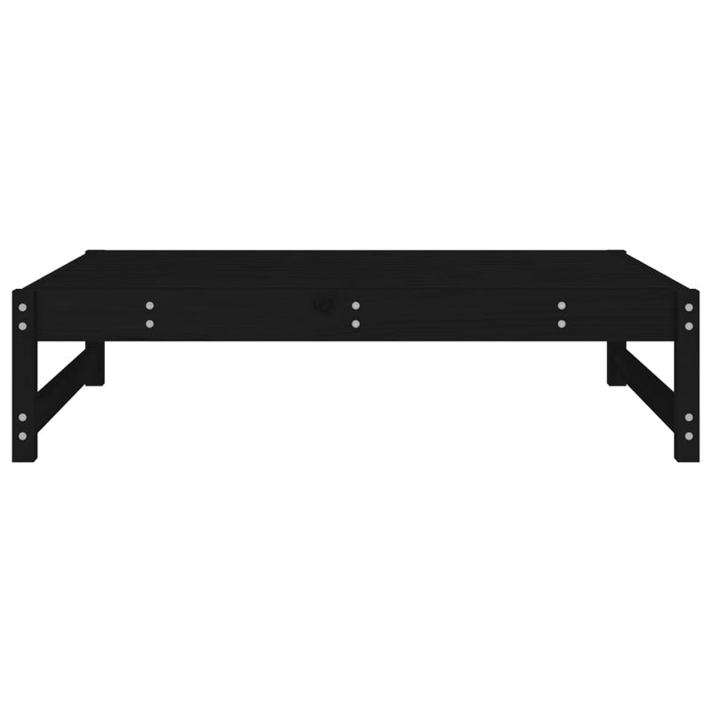 vidaXL fekete tömör fenyőfa kerti lábzsámoly párnával 120x80 cm