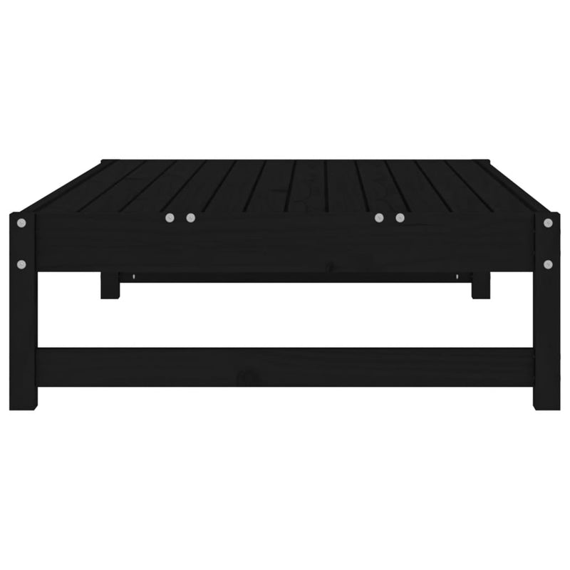 vidaXL fekete tömör fenyőfa kerti lábzsámoly párnával 120x80 cm