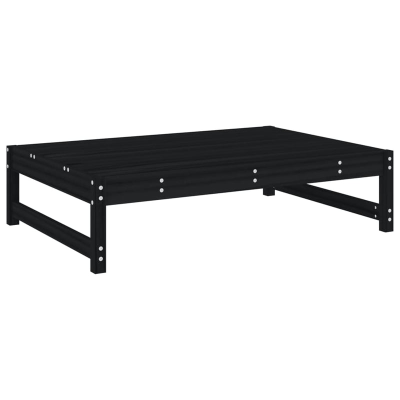 vidaXL fekete tömör fenyőfa kerti lábzsámoly párnával 120x80 cm