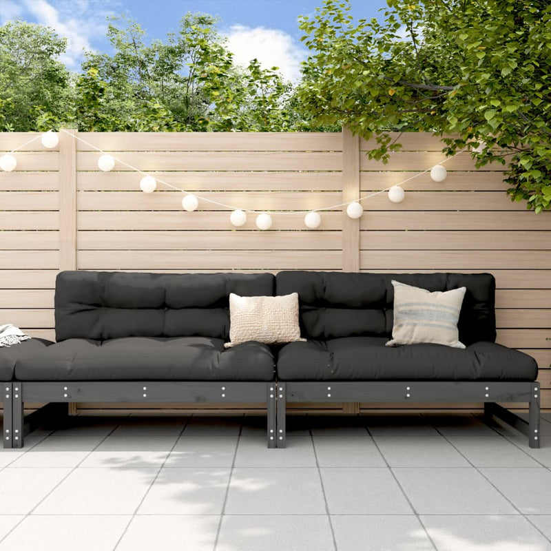 vidaXL 2 db szürke kerti tömör fenyőfa középső kanapé 120 x 80 cm