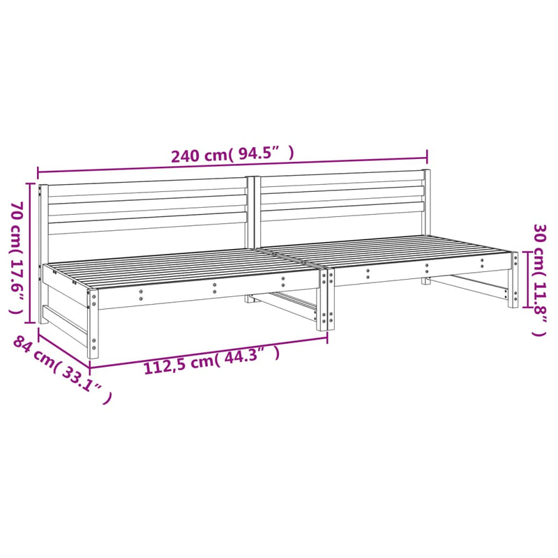 vidaXL 2 db kerti tömör impregnált fenyőfa középső kanapé 120 x 80 cm