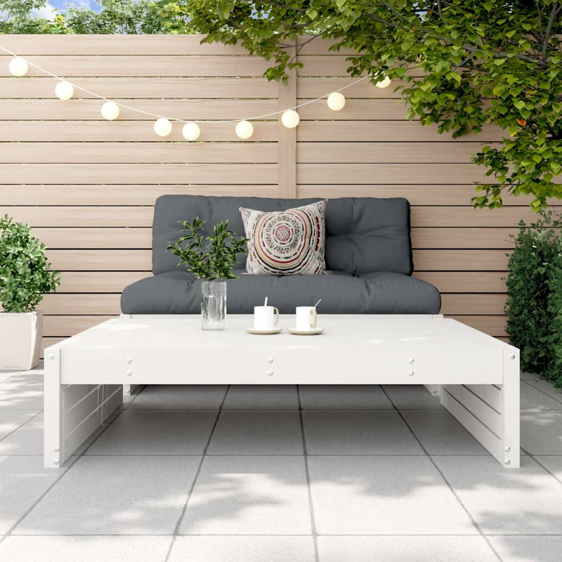 vidaXL fehér tömör fenyőfa kerti lábzsámoly párnával 120x80 cm
