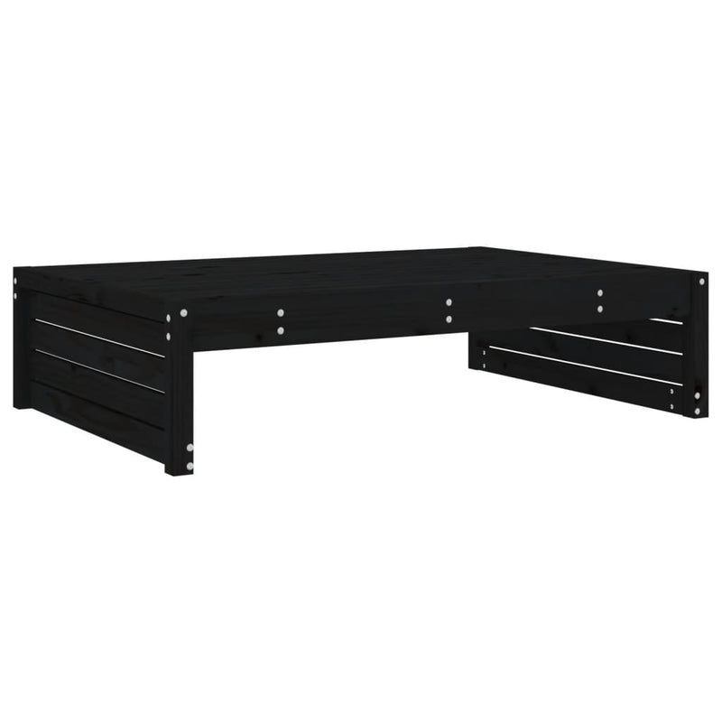 vidaXL fekete tömör fenyőfa kerti lábzsámoly párnával 120x80 cm