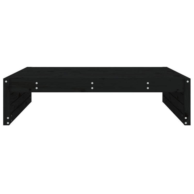 vidaXL fekete tömör fenyőfa kerti lábzsámoly párnával 120x80 cm