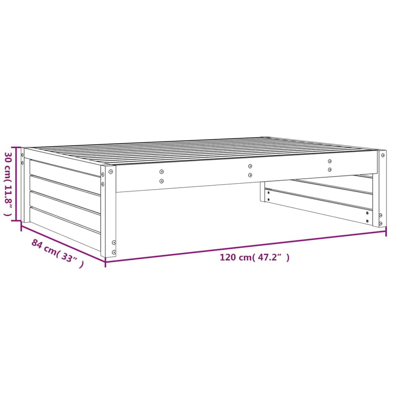 vidaXL fekete tömör fenyőfa kerti lábzsámoly párnával 120x80 cm