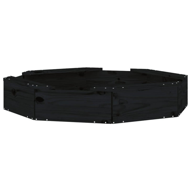 vidaXL fekete nyolcszög alakú tömör fenyőfa homokozó ülésekkel