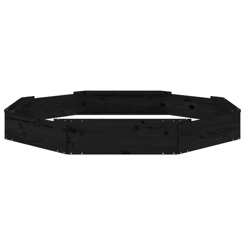 vidaXL fekete nyolcszög alakú tömör fenyőfa homokozó ülésekkel