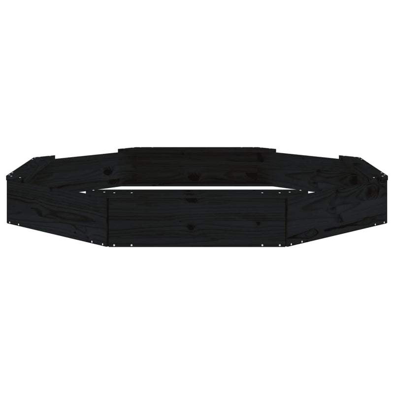 vidaXL fekete nyolcszög alakú tömör fenyőfa homokozó ülésekkel