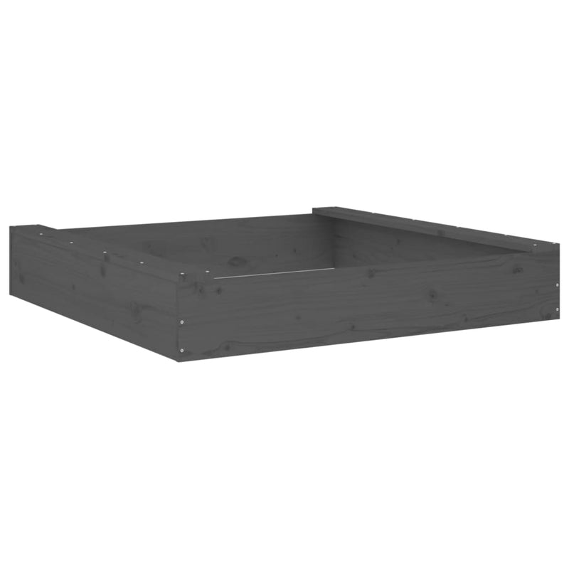 vidaXL szürke négyszög alakú tömör fenyőfa homokozó ülésekkel