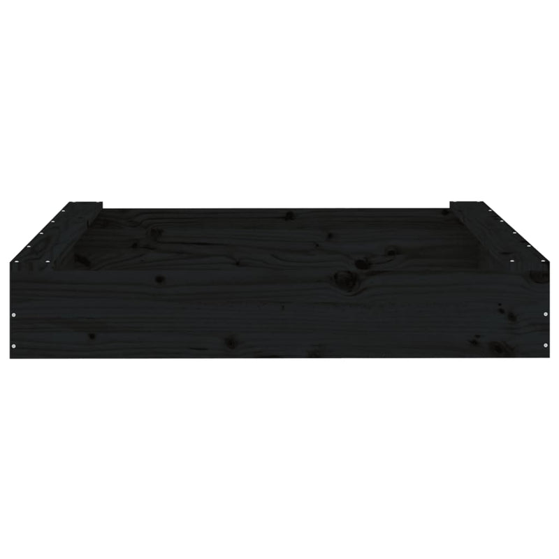 vidaXL fekete négyszögű tömör fenyőfa homokozó ülésekkel